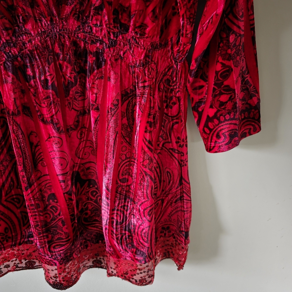 Energe M Vintage Y2K Whimsigoth Dark Romantic Fairy Grunge Velvet Babydoll Tunic - Picture 11 of 14